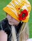 Double Fun in the Sun Hat & Poppy Pin Crochet  Pattern Sizes Baby to Adult PDF eBook